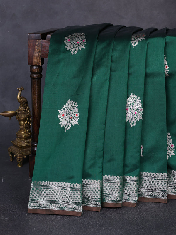 Dark Green Banarasi Poona Silk Saree