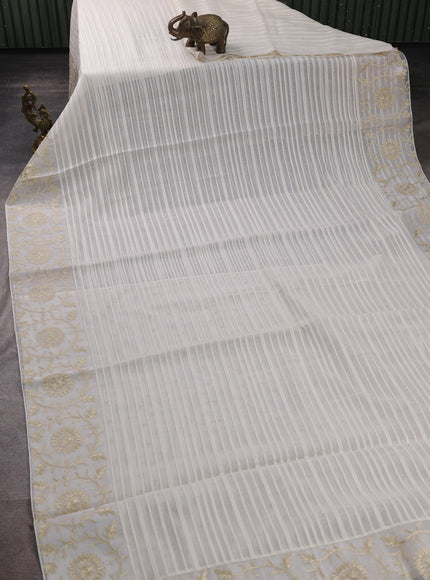 Off White Mul Chanderi Embroidery Saree