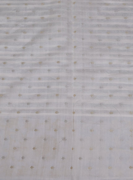 Off White Mul Chanderi Embroidery Saree