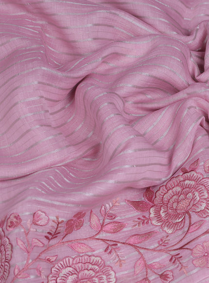 Light Pink Mul Chanderi Embroidery Saree