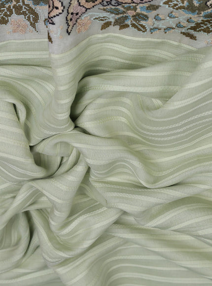 Pista Green Mul Chanderi Embroidery Saree
