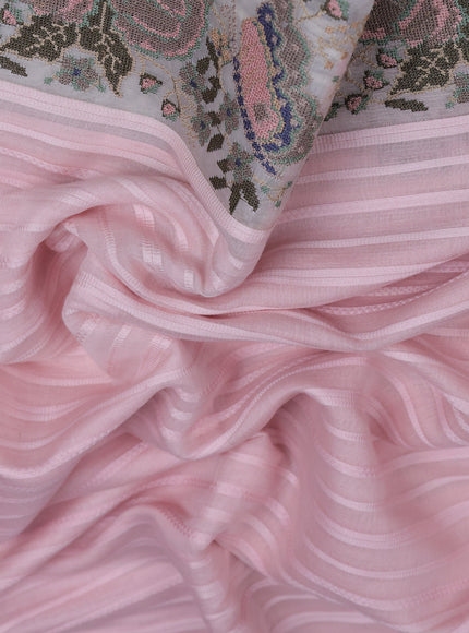 Baby Pink Mul Chanderi Embroidery Saree