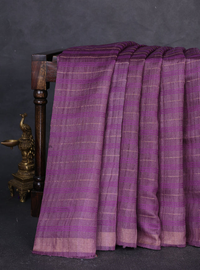 Purple Tussar Silk Saree