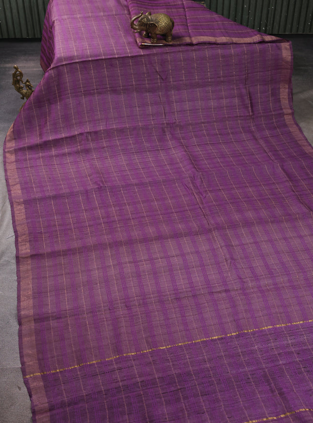 Purple Tussar Silk Saree
