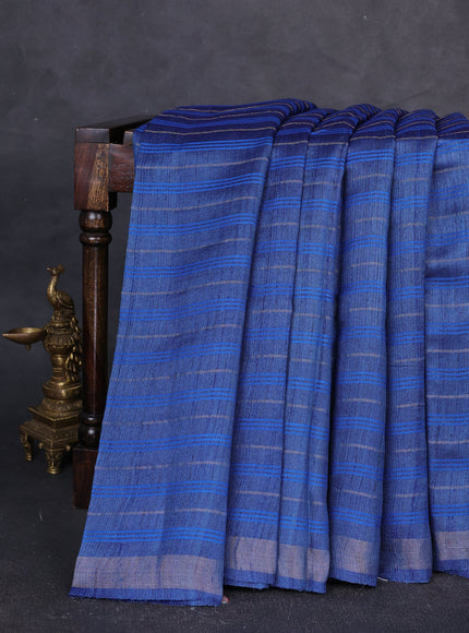 Blue Tussar Silk Saree