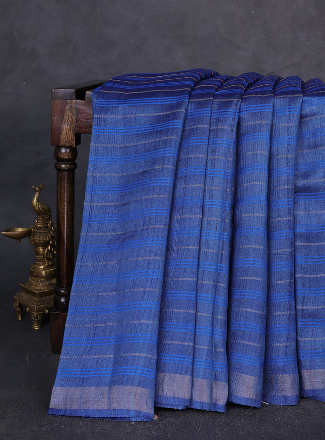 Blue Tussar Silk Saree