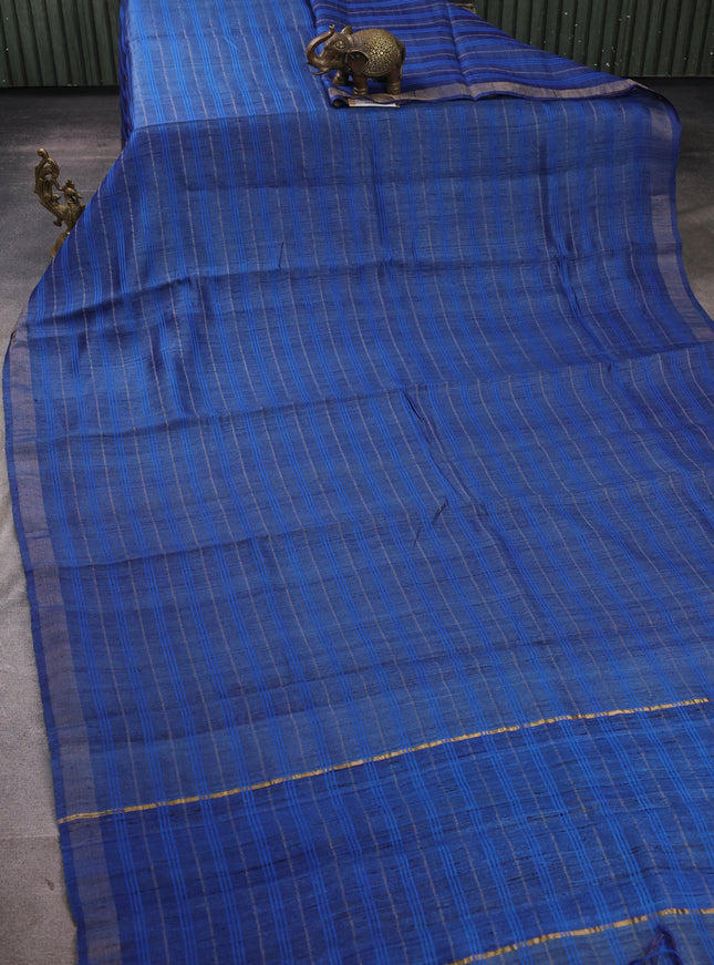 Blue Tussar Silk Saree
