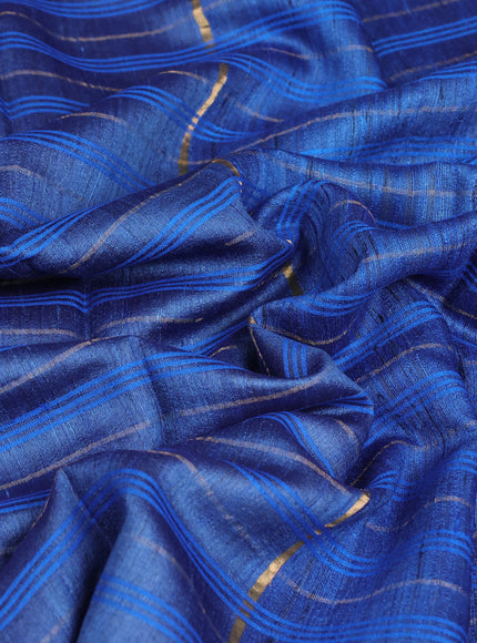 Blue Tussar Silk Saree