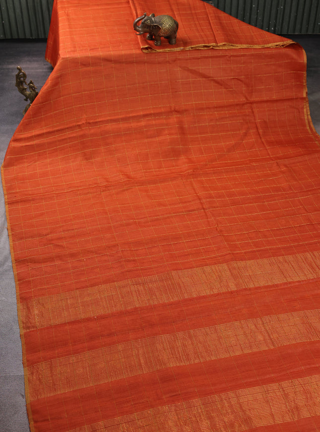 Orange Tussar Silk Saree