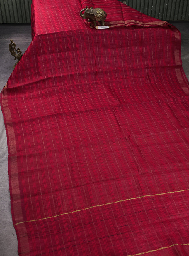 Maroon Tussar Silk Saree