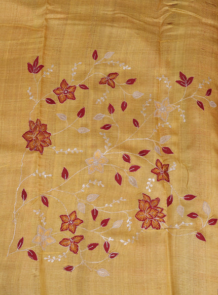 Maroon Tussar Silk Saree