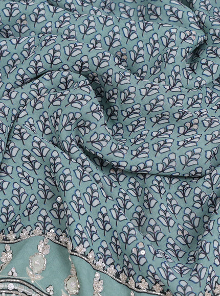 Pastel Green Georgette Sequin Embroidery Saree