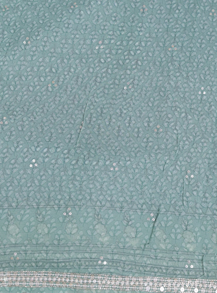 Pastel Green Georgette Sequin Embroidery Saree