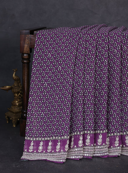 Purple Georgette Sequin Embroidery Saree