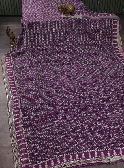 Purple Georgette Sequin Embroidery Saree