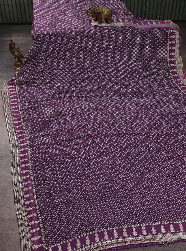 Purple Georgette Sequin Embroidery Saree