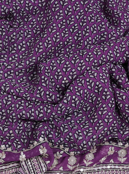 Purple Georgette Sequin Embroidery Saree