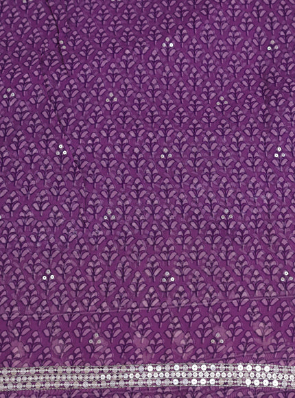 Purple Georgette Sequin Embroidery Saree