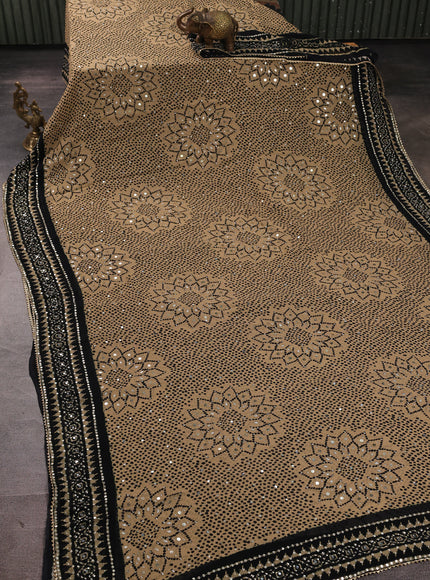 Beige - Black Georgette Sequin Embroidery Saree