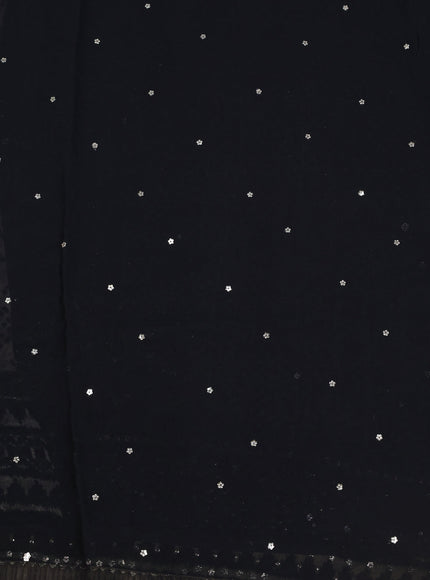 Beige - Black Georgette Sequin Embroidery Saree