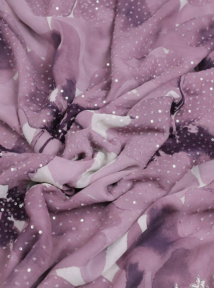 Dusky Mauve Georgette Sequin Embroidery Saree