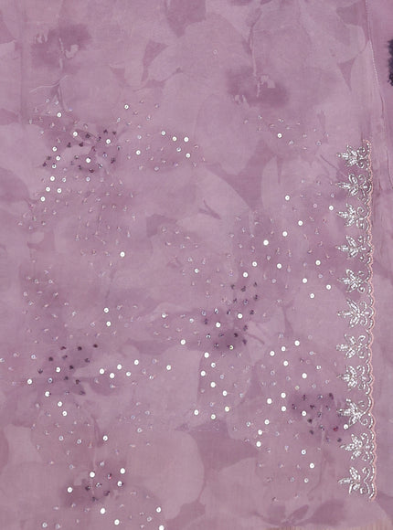 Dusky Mauve Georgette Sequin Embroidery Saree