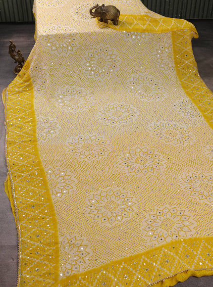 Cream - Yellow Georgette Sequin Embroidery Saree