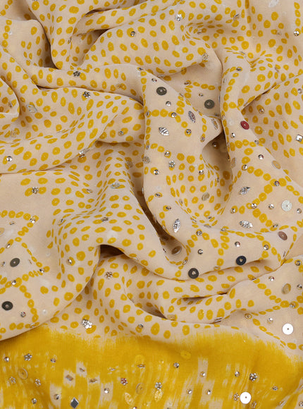Cream - Yellow Georgette Sequin Embroidery Saree