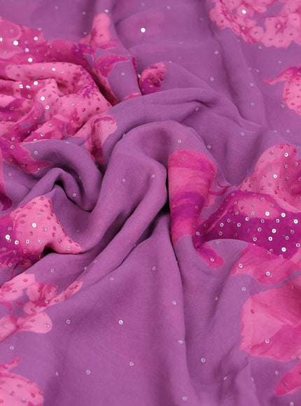 Pastel Purple - Pink Georgette Sequin Embroidery Saree