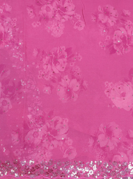 Pastel Purple - Pink Georgette Sequin Embroidery Saree