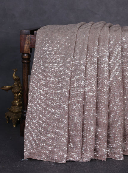 Beige - Rosy Brown Net Embroidery Saree With Cut Beaded Readymade Blouse