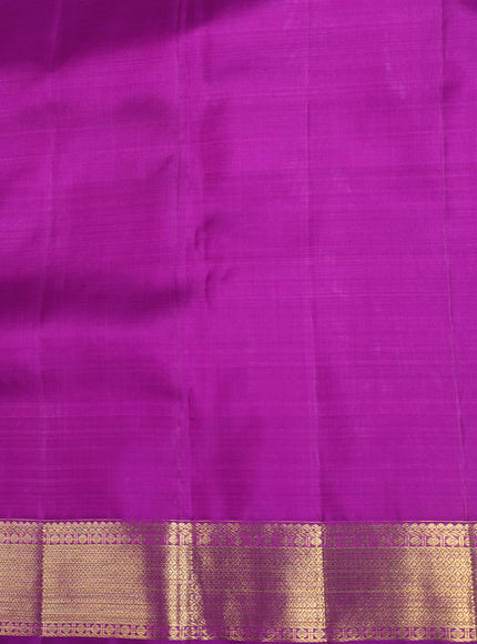 Cream - Purple Pure Kanchipuram Silk Saree