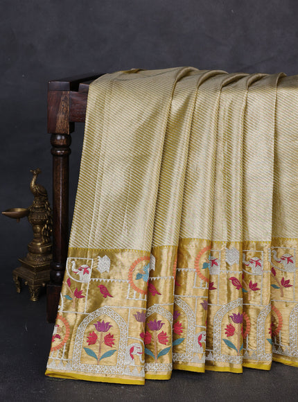 Gold Pure Kanchipuram Tissue Embroidery Silk Saree