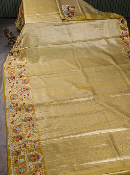 Gold Pure Kanchipuram Tissue Embroidery Silk Saree
