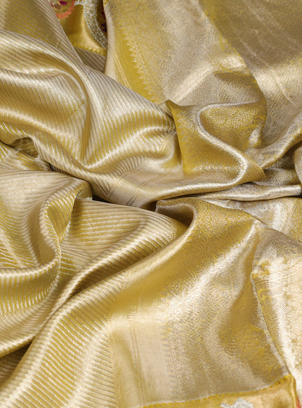 Gold Pure Kanchipuram Tissue Embroidery Silk Saree