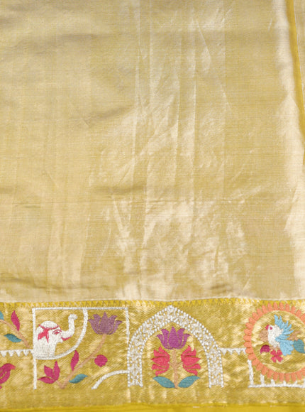 Gold Pure Kanchipuram Tissue Embroidery Silk Saree