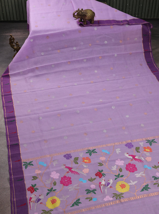 Lavender - Purple Cotton Zari Kota Saree