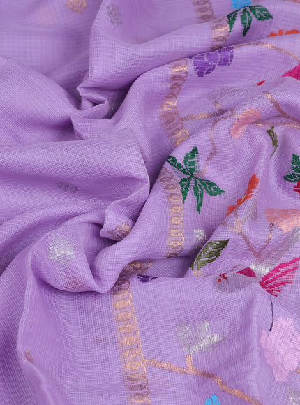 Lavender - Purple Cotton Zari Kota Silk Saree