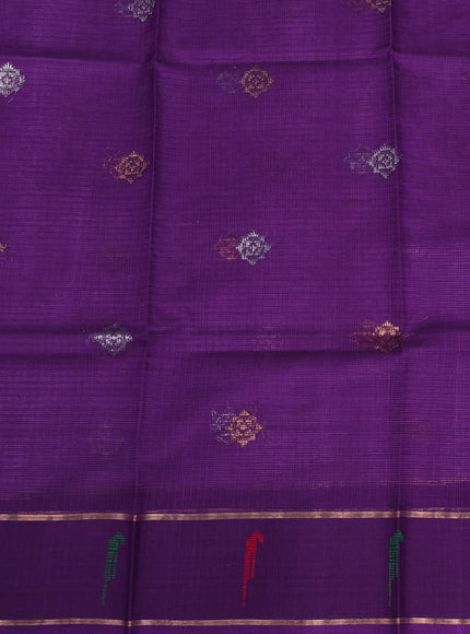 Lavender - Purple Cotton Zari Kota Silk Saree