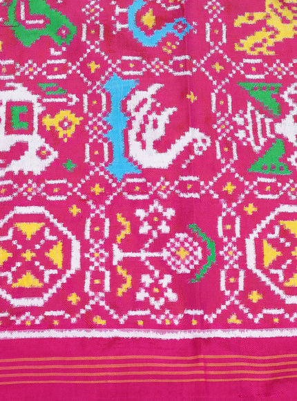 Green - Rani Pink Patan Patola Embroidery Silk Saree