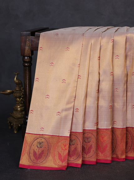 Gold - Pink Pure Kanchipuram Tissue Silk Saree