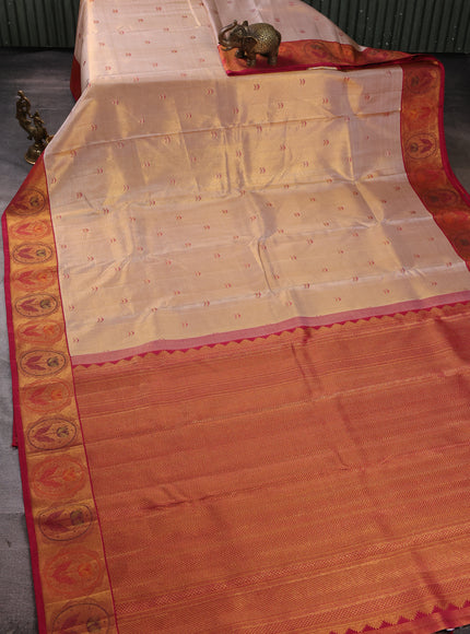 Gold - Pink Pure Kanchipuram Tissue Silk Saree
