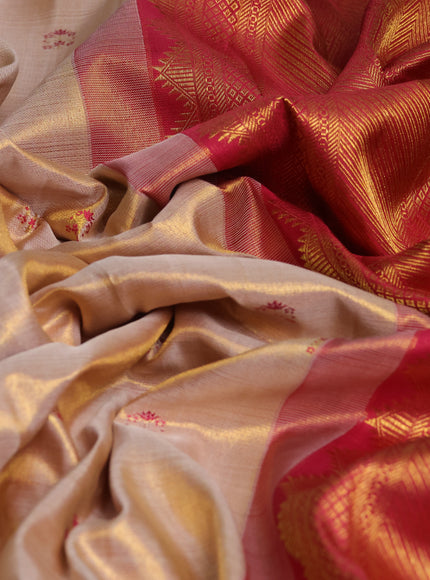 Gold - Pink Pure Kanchipuram Tissue Silk Saree