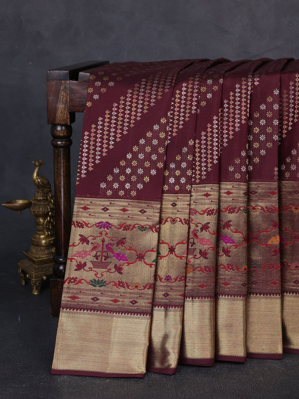 Brown Pure Kanchipuram Silk Saree