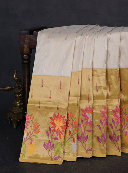 Off White - Gold Banarasi Silk Saree