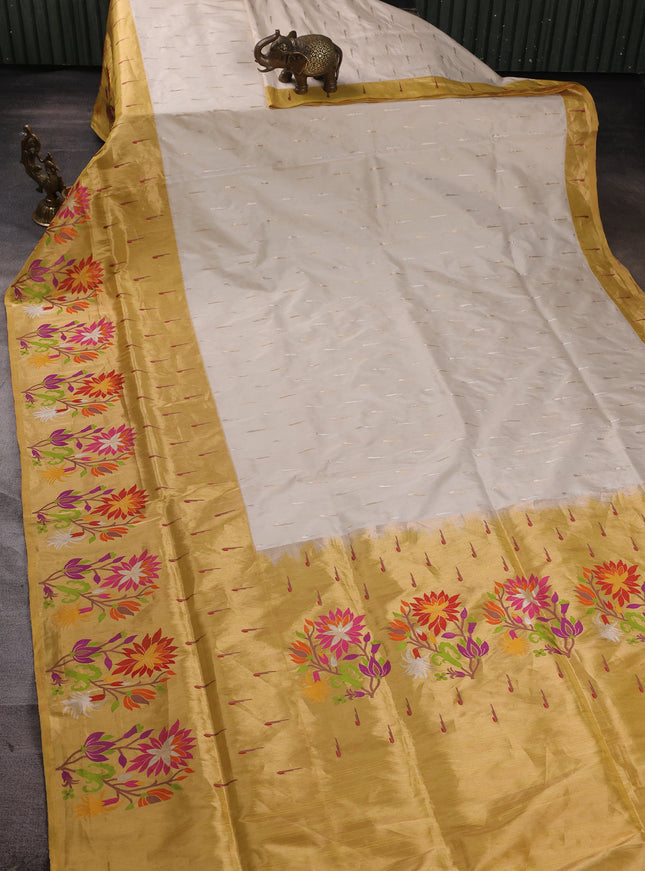 Off White - Gold Banarasi Silk Saree