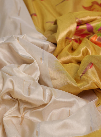 Off White - Gold Banarasi Silk Saree