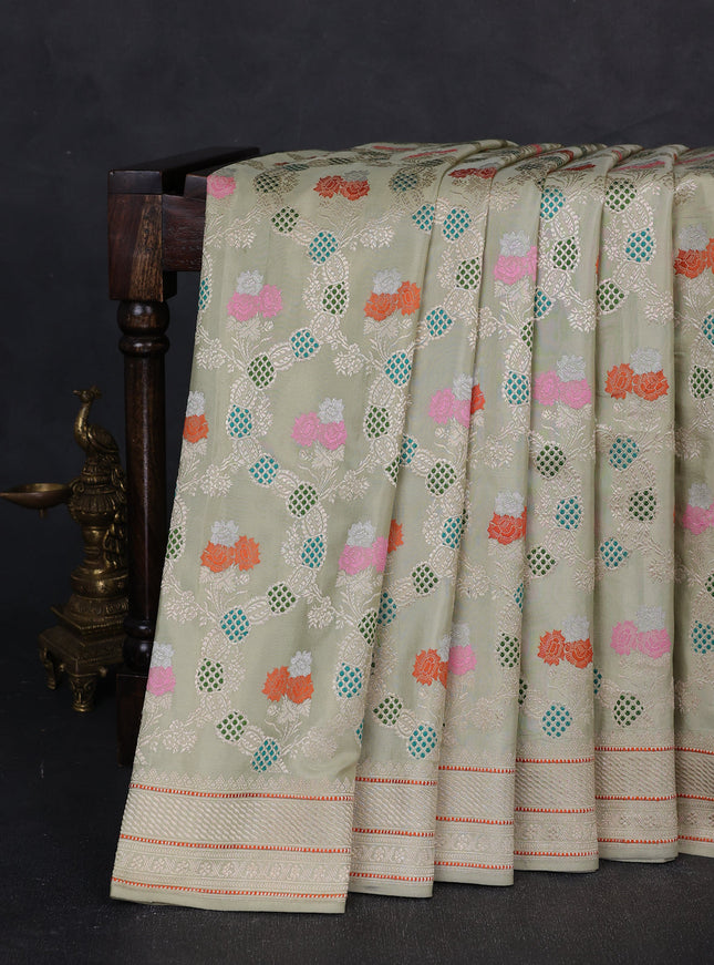 Pista Green Banarasi Silk Saree