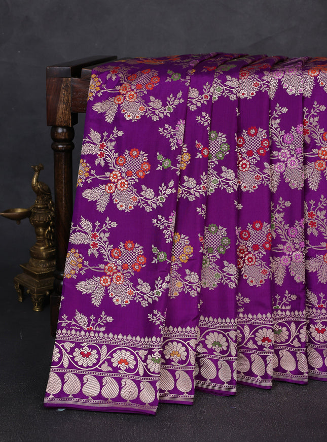 Purple Banarasi silk saree