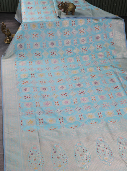 Sky Blue Banarasi Silk Saree